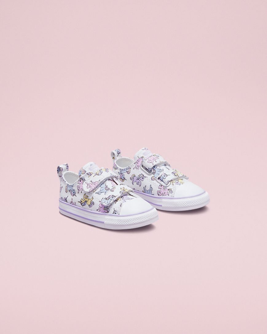 Boys' Converse Chuck Taylor All Star Easy-On Unicorns Low Top Shoes White / Grey Purple | AU 54E68O